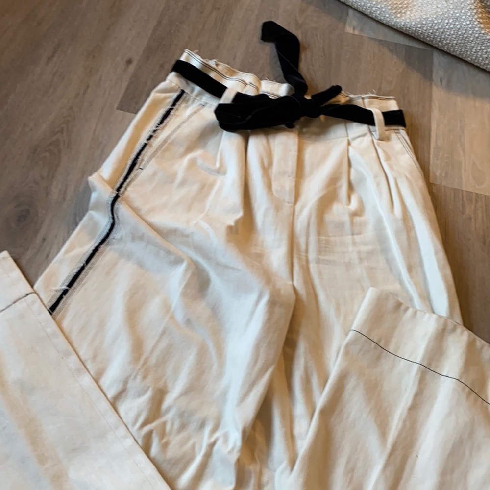 J Crew paper bag wide leg pants with velvet detail